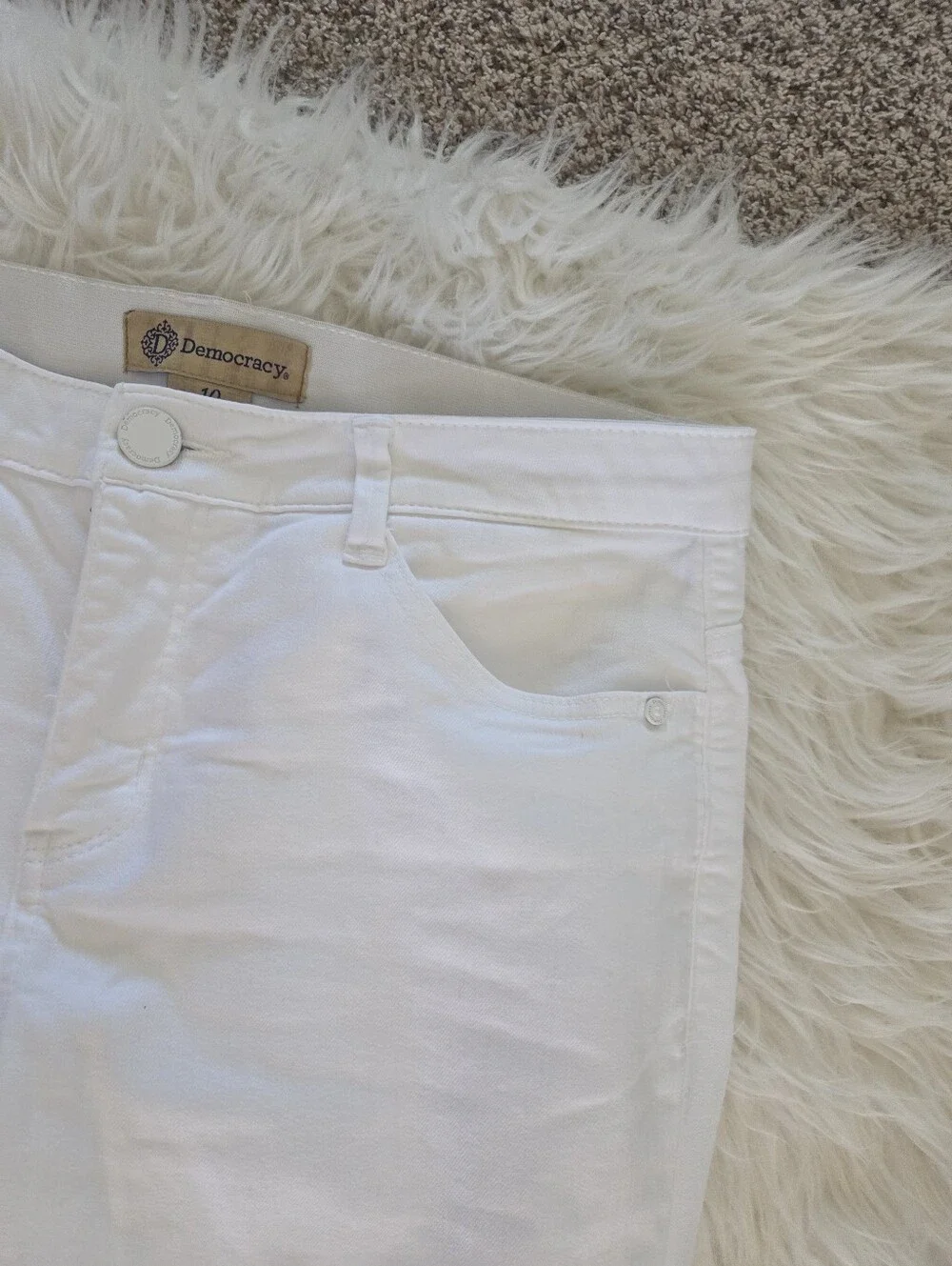 Democracy Ab Tech High Rise Slim Straight Leg Jeans White Frayed Cuff - Picture 9 of 14